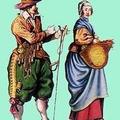 1633 г. Мушкетер и девушка-крестьянка в деревянных башмаках